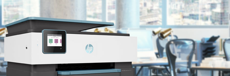 HP Officejet Pro in a modern office setting
