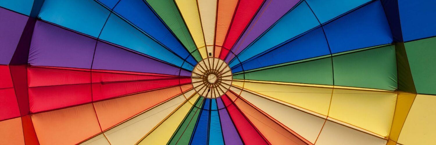 color wheel on the inside of an umbrella