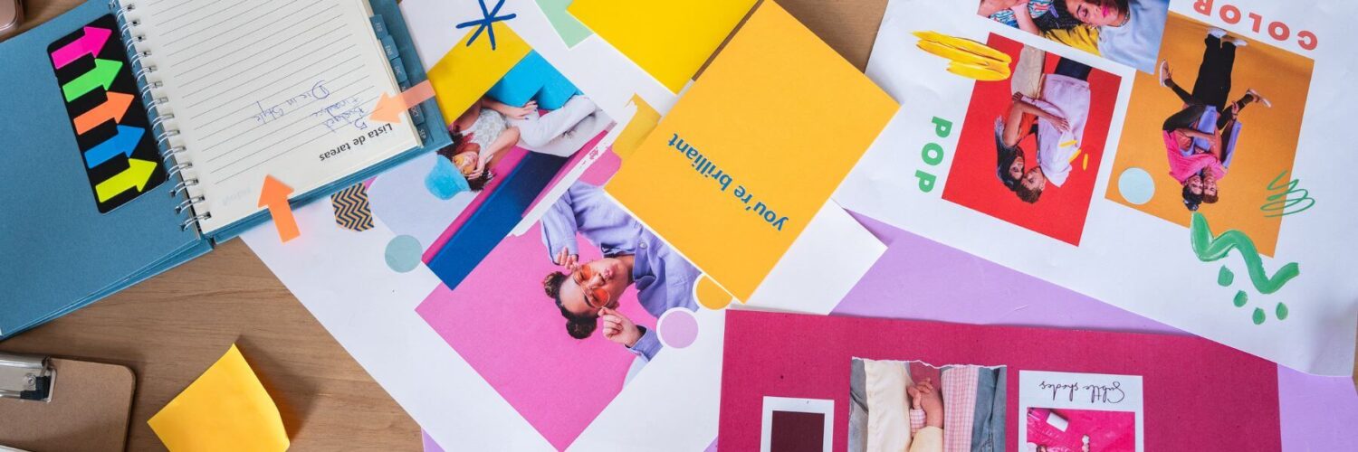 brightly colored printed materials